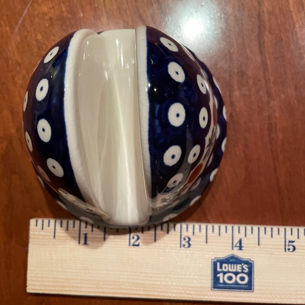 Handcrafted Polish Pottery Flowering Peacock Napkin Holder - Picture 9 of 10